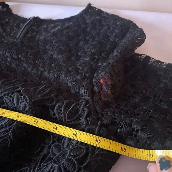 Anthropologie ML Monique Lhuillier Black Floral Lace Sheath Dress Sz 10 - Picture 16 of 16